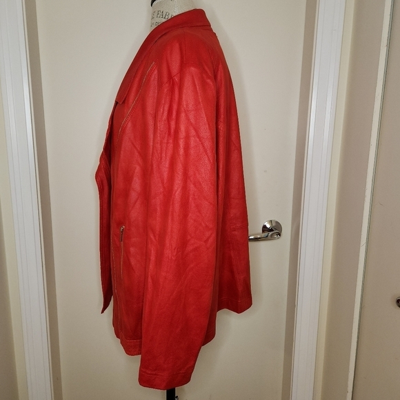 Red faux Suede Plus Size Jacket - Picture 2 of 14